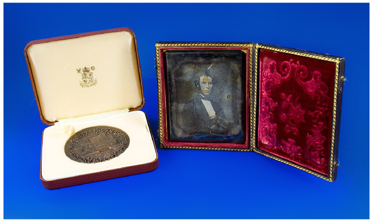 Appraisal: Cased Daguerreotype Portrait Image Of A Victorian Gent Silver On