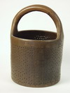 Appraisal: STRAINER - Rare stoneware bucket form strainer incised Worcester Pottery