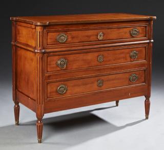 Appraisal: French Louis XVI Style Carved Cherry Commode th c the