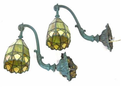 Appraisal: Pair of leaded and stained glass wall sconces th century