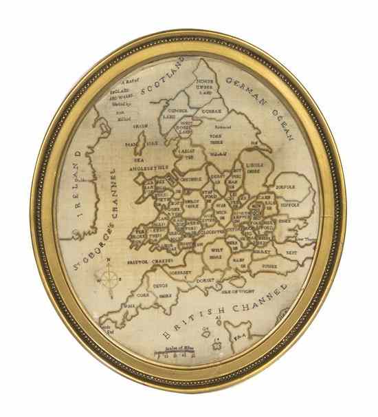 Appraisal: An English Needlework Map depicting the United Kingdom set in