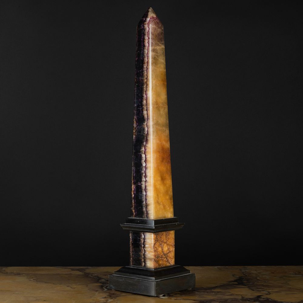 Appraisal: Large Blue John and Black Marble Obelisk x x in