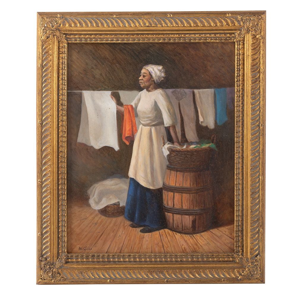 Appraisal: Nathaniel K Gibbs Washer Woman Monticello Oil American - Oil