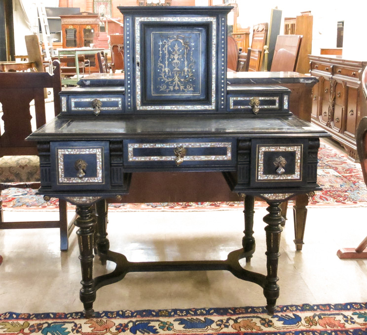 Appraisal: NAPOLEON III INLAID AND EBONIZED WRITING DESK French mid- th