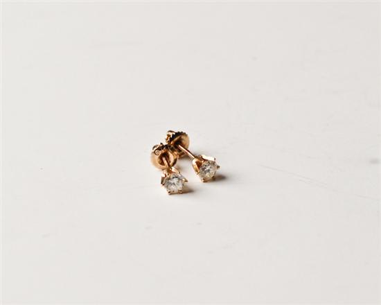 Appraisal: k -prong Earrings Set with Diamond Solitaire in Yellow Gold