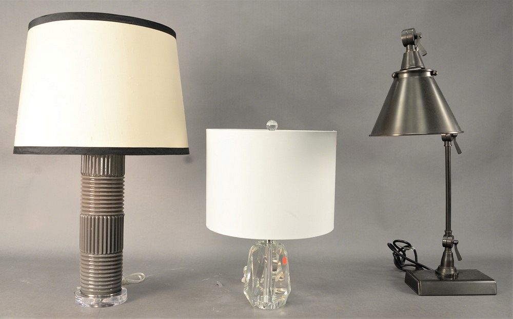 Appraisal: Group of Three Contemporary Lamps adjustable desk lamp contemporary lamp