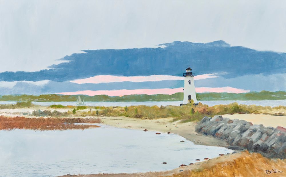 Appraisal: RAY ELLIS American - Lighthouse at Dawn oil on canvas