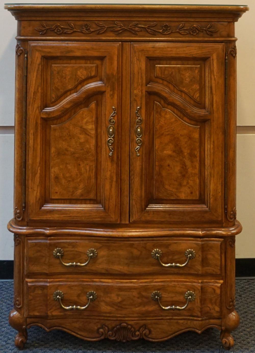 Appraisal: AMERICAN OF MARTINSVILLE NEOCLASSICAL STYLE BURLWOOD AND CHERRY ARMOIRE X