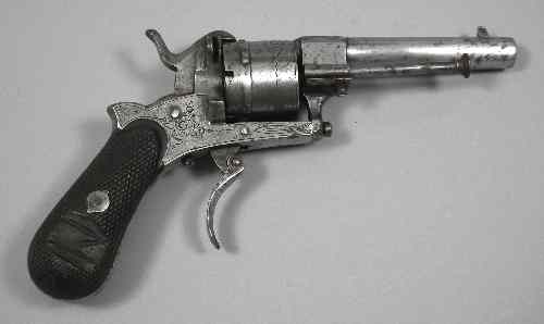 Appraisal: A th Century Belgian six shot pin fire revolver pistol