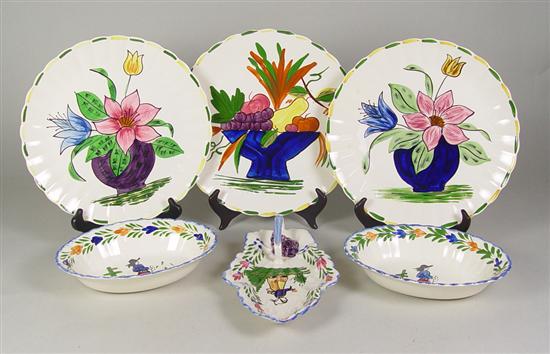 Appraisal: Six Pieces Hand Painted Blue Ridge Pottery Mid- th Century