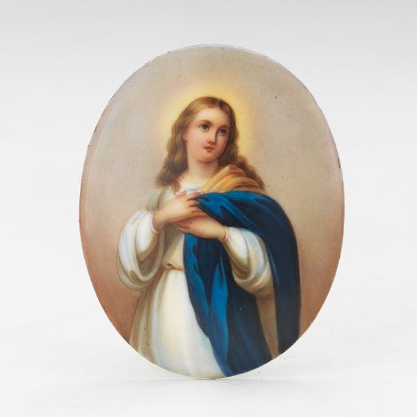 Appraisal: GERMAN PORCELAIN PLAQUE OF MARY MAGDALENE AFTER BARTOLOM ESTEBAN MURILLO