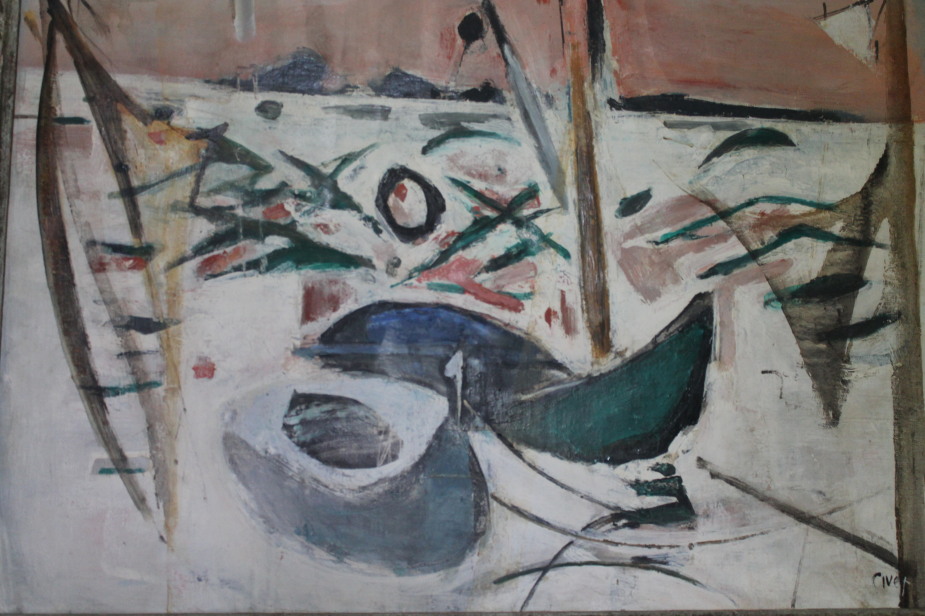 Appraisal: AAR Andre Civet b Abstract study of boats oil on