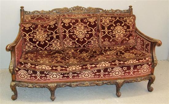 Appraisal: th century French walnut sofa with show frame the top