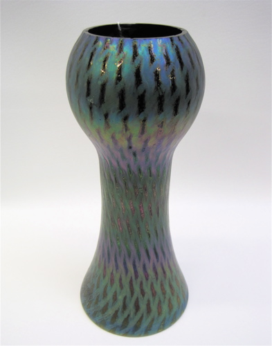 Appraisal: LOETZ STYLE ART GLASS VASE iridescent blue green and purple