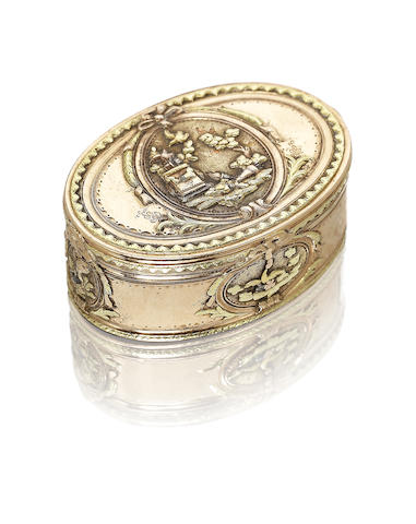 Appraisal: A late th century vari-coloured gold snuff box maker's mark