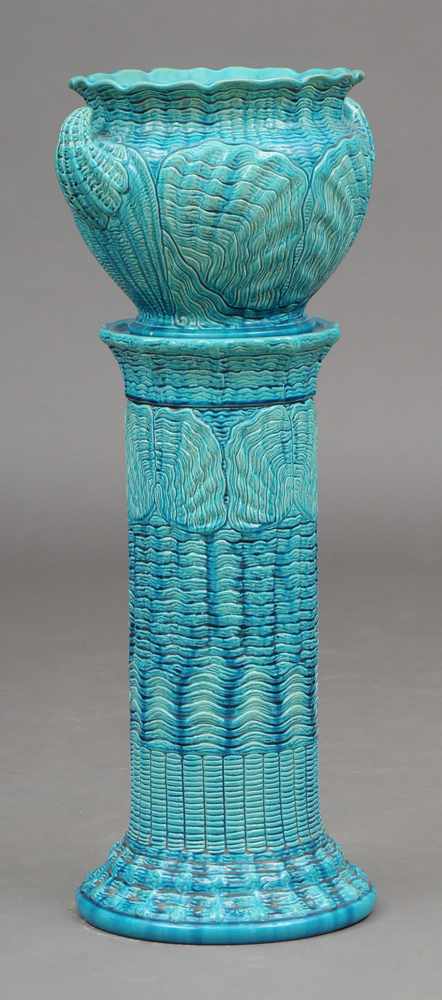 Appraisal: ENGLISH TURQUOISE-GLAZED POTTERY JARDINI RE Provenance Property from a Private