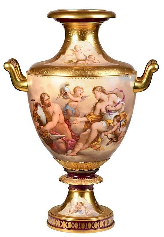 Appraisal: Royal Vienna Porcelain Urn th th century baluster form with