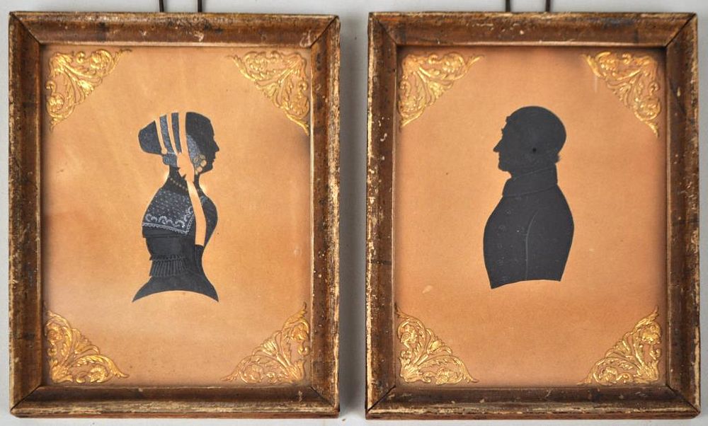 Appraisal: Two Antique W C Silhouette Portraits comprising a man and