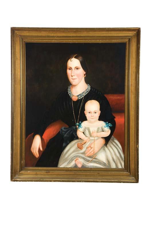 Appraisal: PORTRAIT OF MOTHER AND CHILD AMERICAN ST HALF- TH CENTURY