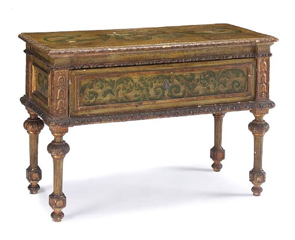 Appraisal: An Italian Neoclassical parcel gilt and painted credenza fourth quarter