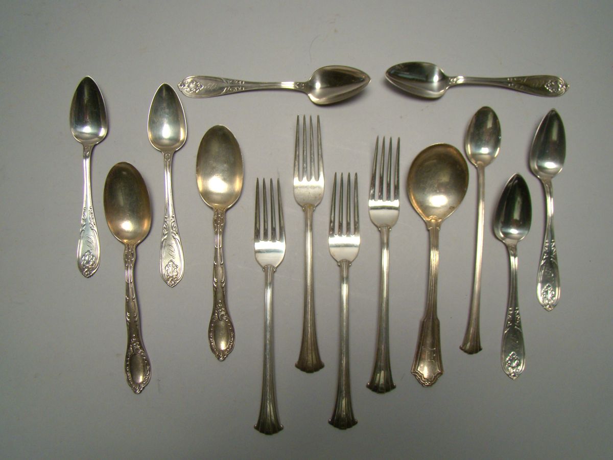 Appraisal: FOURTEEN PIECES OF AMERICAN COIN AND STERLING SILVER FLATWARE Consists