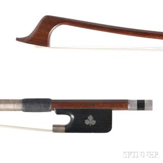 Appraisal: Silver-mounted Contrabass Bow Gordon E Bailey the round stick stamped