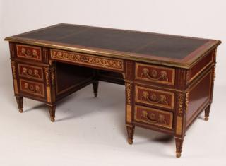 Appraisal: BRONZE MOUNTED LOUIS XVI STYLE FRENCH BUREAU PLAT HEAVILY BRONZE