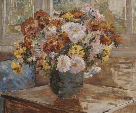 Appraisal: Dame Ethel Walker - Still life with flowers in a