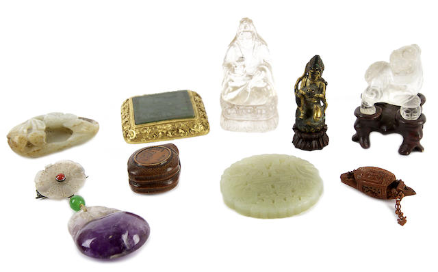 Appraisal: A group of various hardstone jade and rock crystal objects