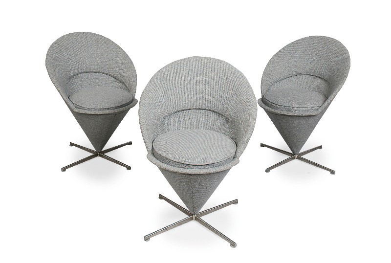 Appraisal: VERNER PANTON - FOR VITRA FOUR 'CONE' CHAIRS DESIGNED grey