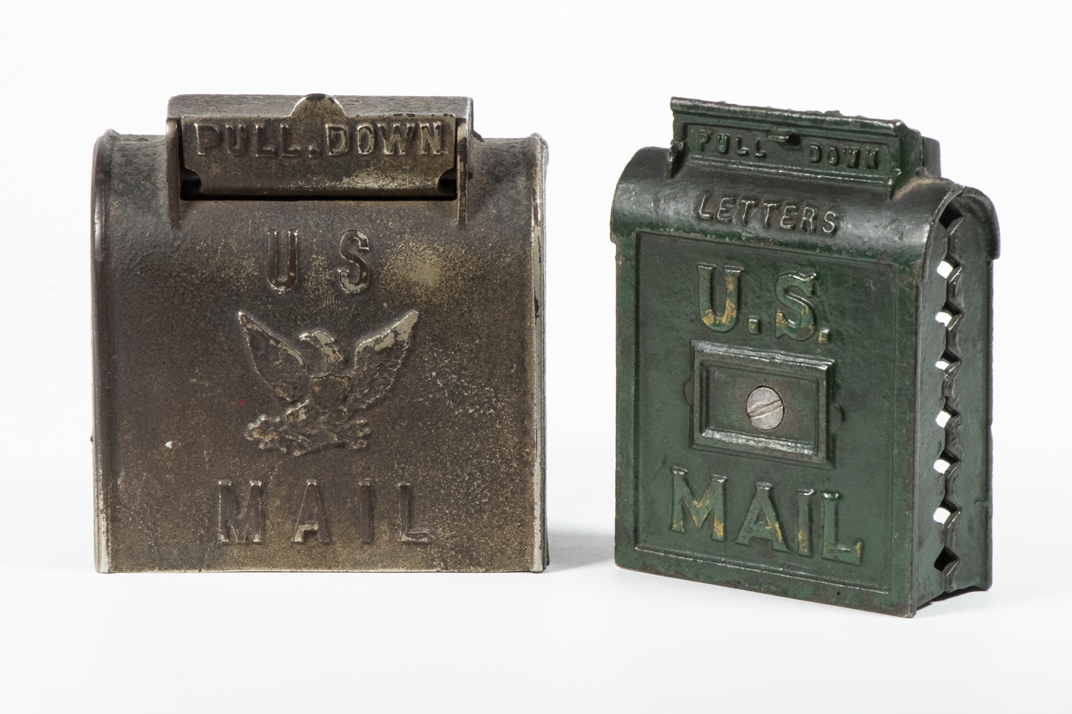 Appraisal: CAST IRON US MAIL STILL BANKS Including Hubley bank with