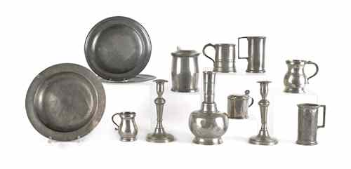 Appraisal: Thirteen pieces of pewter th c mostly Continental tallest -