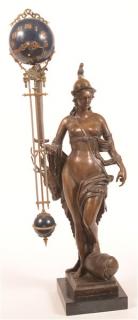 Appraisal: Ansonia Huntress Ball Swing Mystery clock Unsigned Heavy bronze and