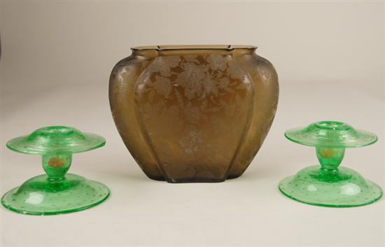 Appraisal: Three Pieces of E th C Glassware a pair of