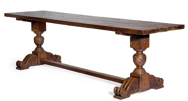 Appraisal: A Baroque style mixed wood refectory table The rectangular top