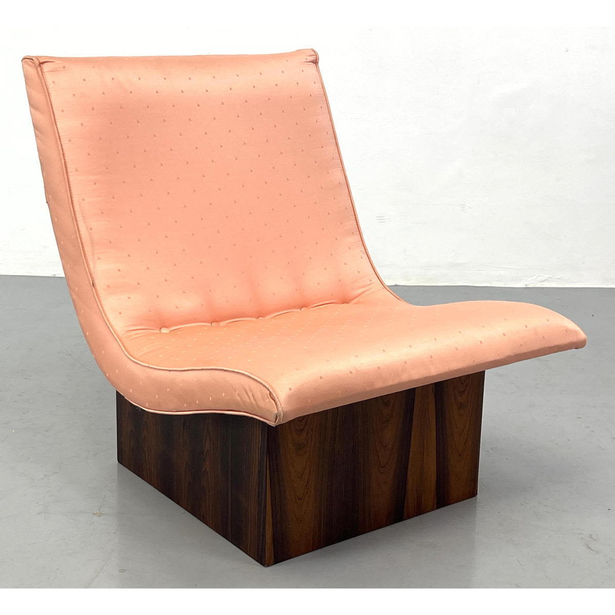 Appraisal: Rosewood Cube Base Milo Baughman Scoop Chair Dimensions H inches