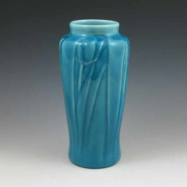 Appraisal: Rookwood vase with tulips in high gloss aqua blue from