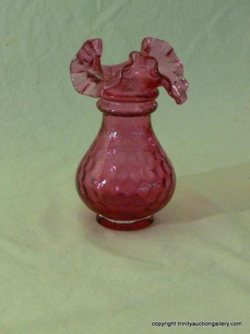 Appraisal: Fenton Vase Dot Optic Cranberry Overlay Pattern - Vintage -