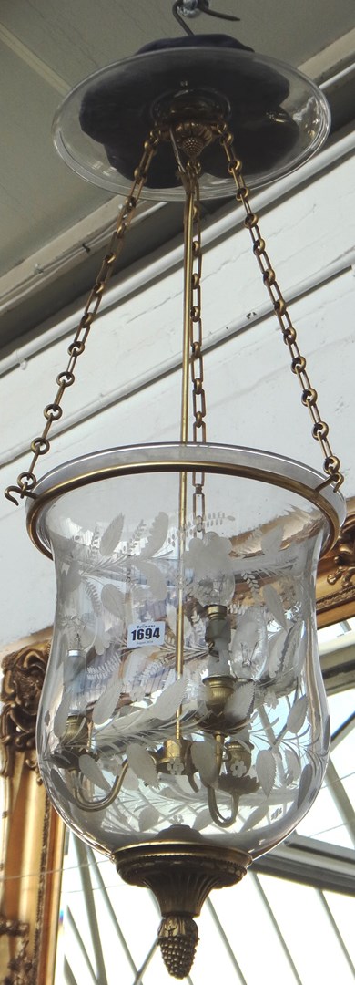 Appraisal: An Indian style Hundi lantern th century the etched glass