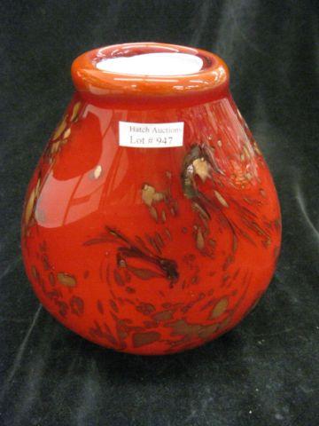 Appraisal: Italian Art Glass Vase copper mica on rich red body