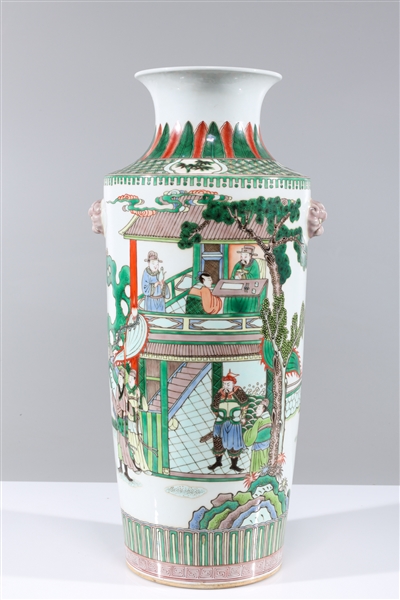 Appraisal: Large Chinese famille verte enameled porcelain vase with warriors to