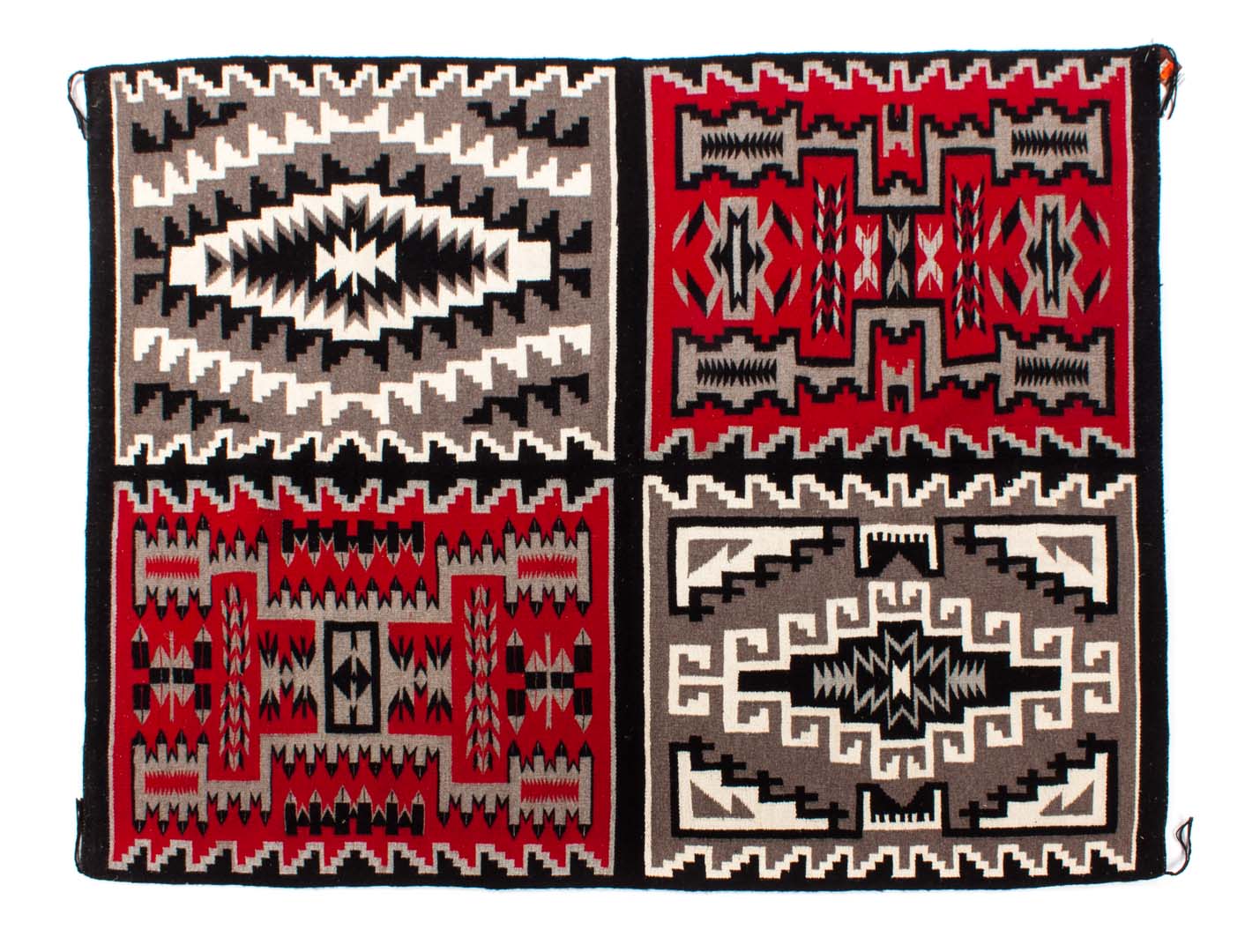 Appraisal: Navajo wool rug with ganodo red white and grey approx