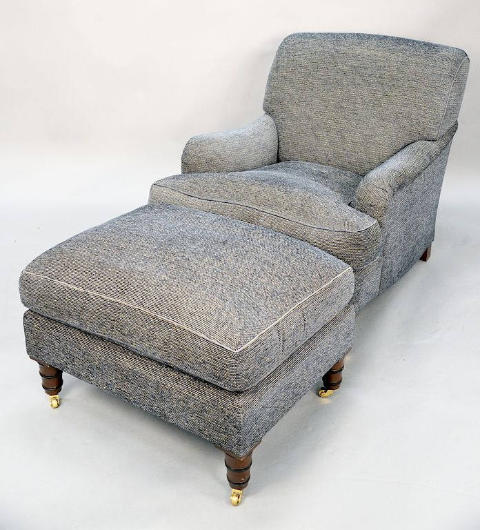 Appraisal: Customer contemporary over upholstered club chair and matching ottoman upholstered