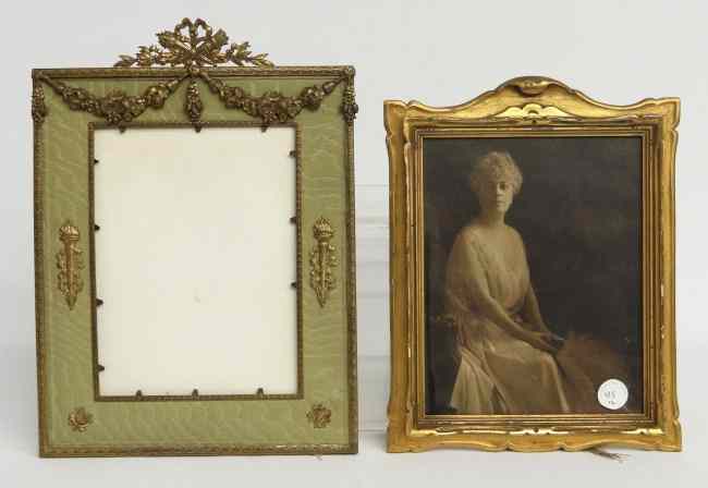 Appraisal: Lot two vintage frames one brass adorned with torches flowers