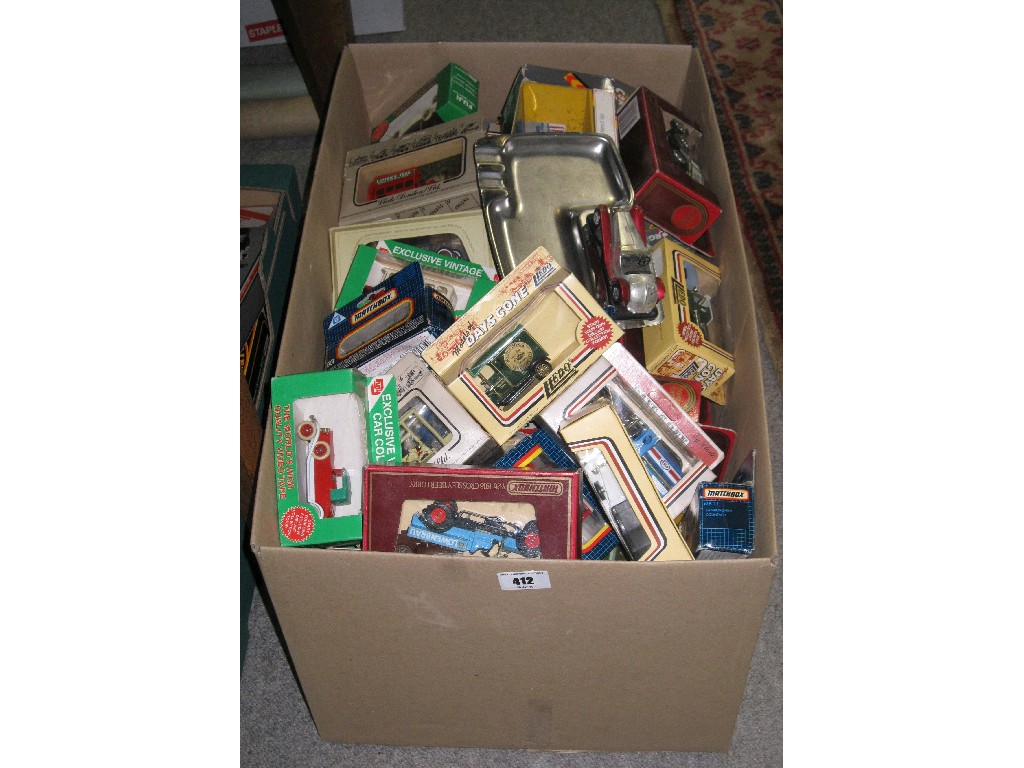 Appraisal: Box of assorted model cars - Corgi Matchbox Yesteryear etc