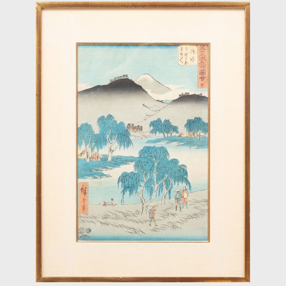 Appraisal: Utagawa Hiroshige - Goyu on the Tokaido Woodcut in colors