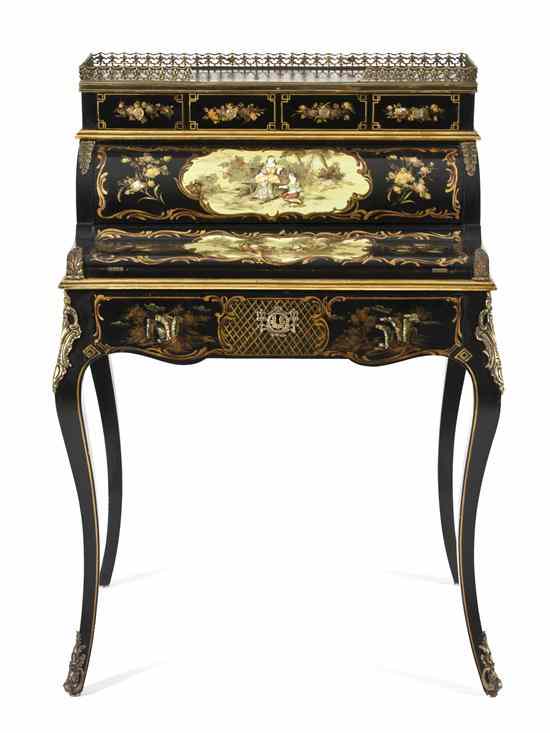 Appraisal: A Louis XVI Style Lacquered Gilt and Mother-of-Pearl Inlaid Lady's