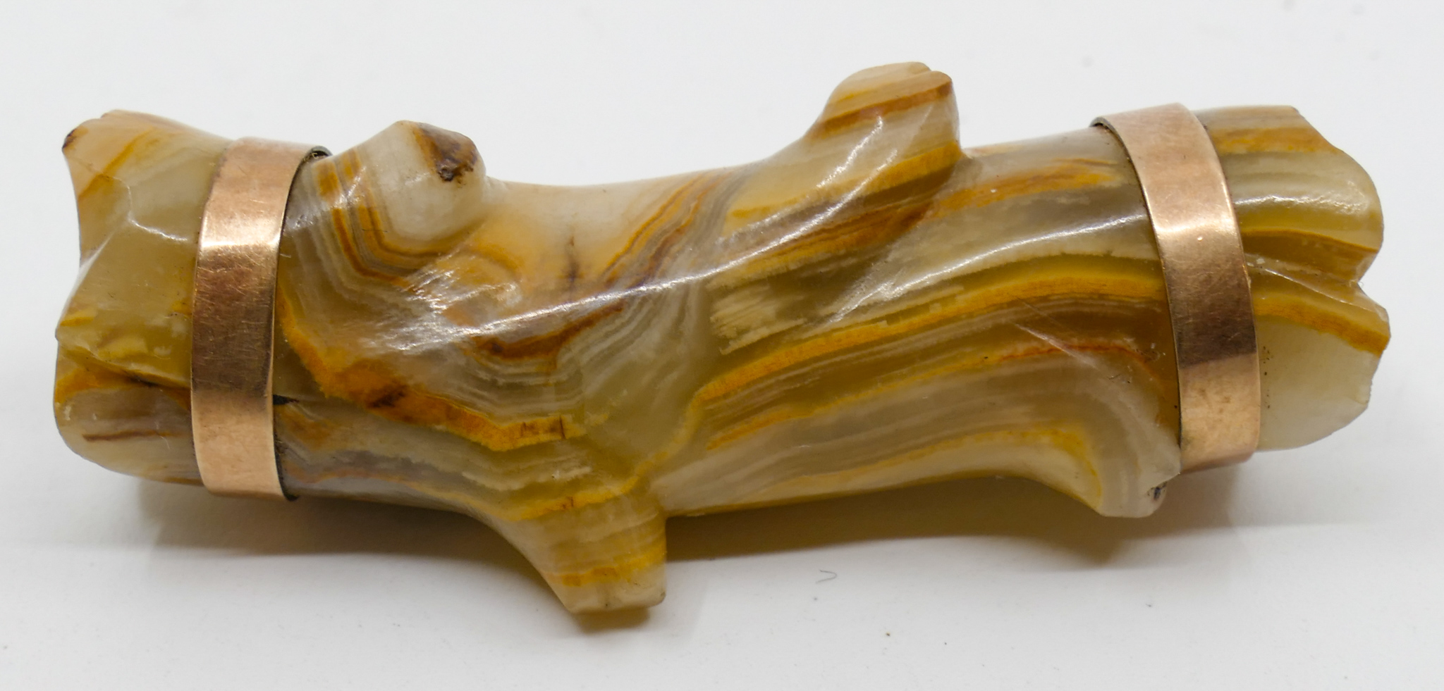 Appraisal: Victorian Onyx Figural Log Bar Pin ''