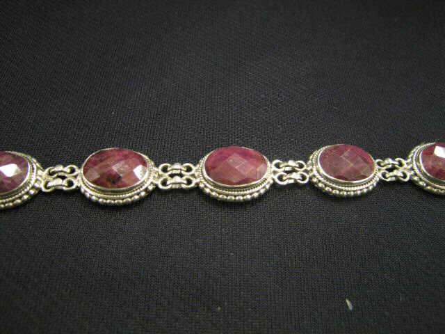 Appraisal: Ruby Bracelet six large faceted oval cabachon gems in sterling