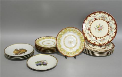 Appraisal: A SET OF SEVEN STAFFORDSHIRE DINNER PLATES Sevres pattern dia